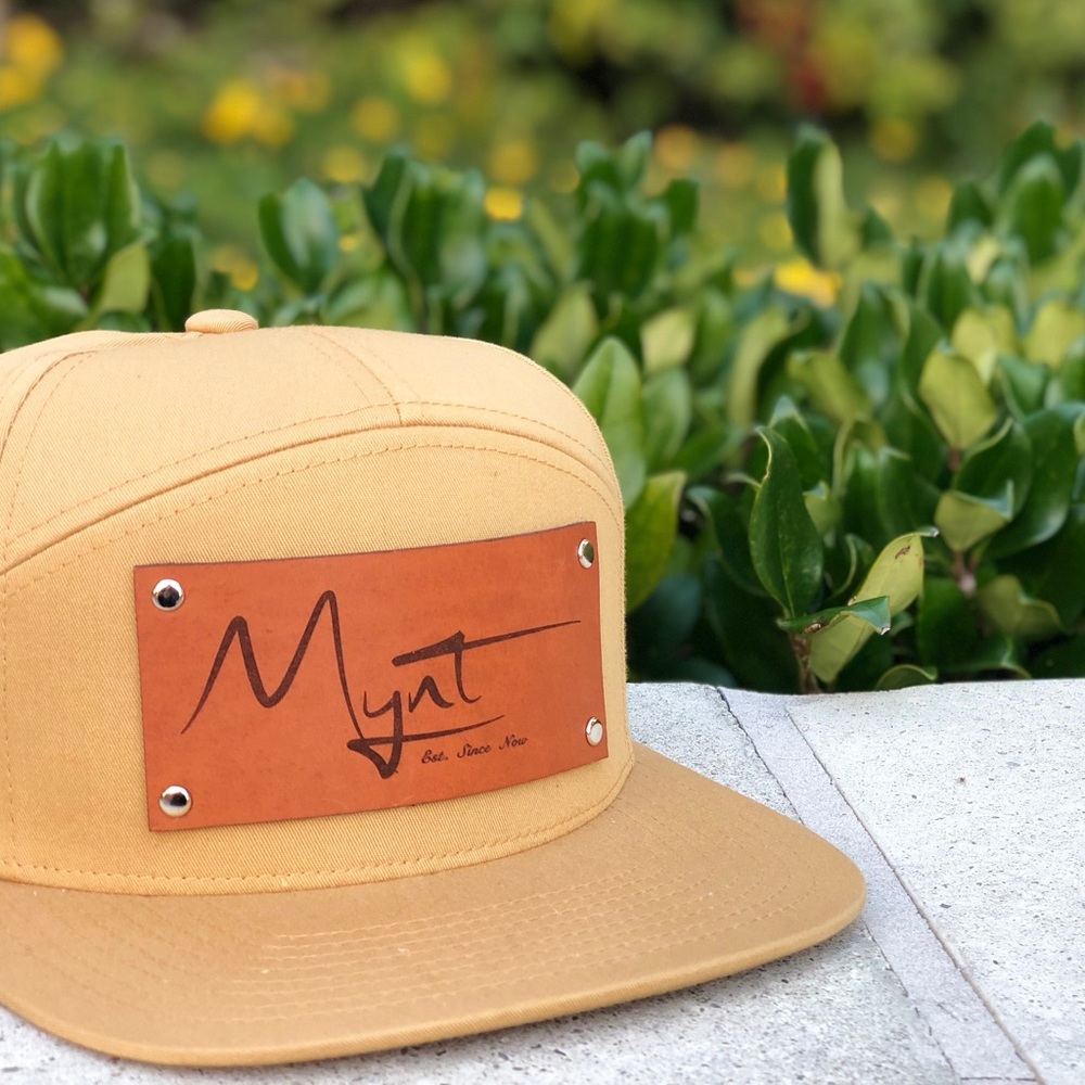 MYNT hat with leather embellishments
